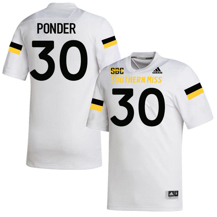 Southern Miss Golden Eagles #30 Garrick Ponder Football Jersey Stitched-White Southern Miss Golden Eagles #30 Garrick Ponder Football Jersey Stitched-White